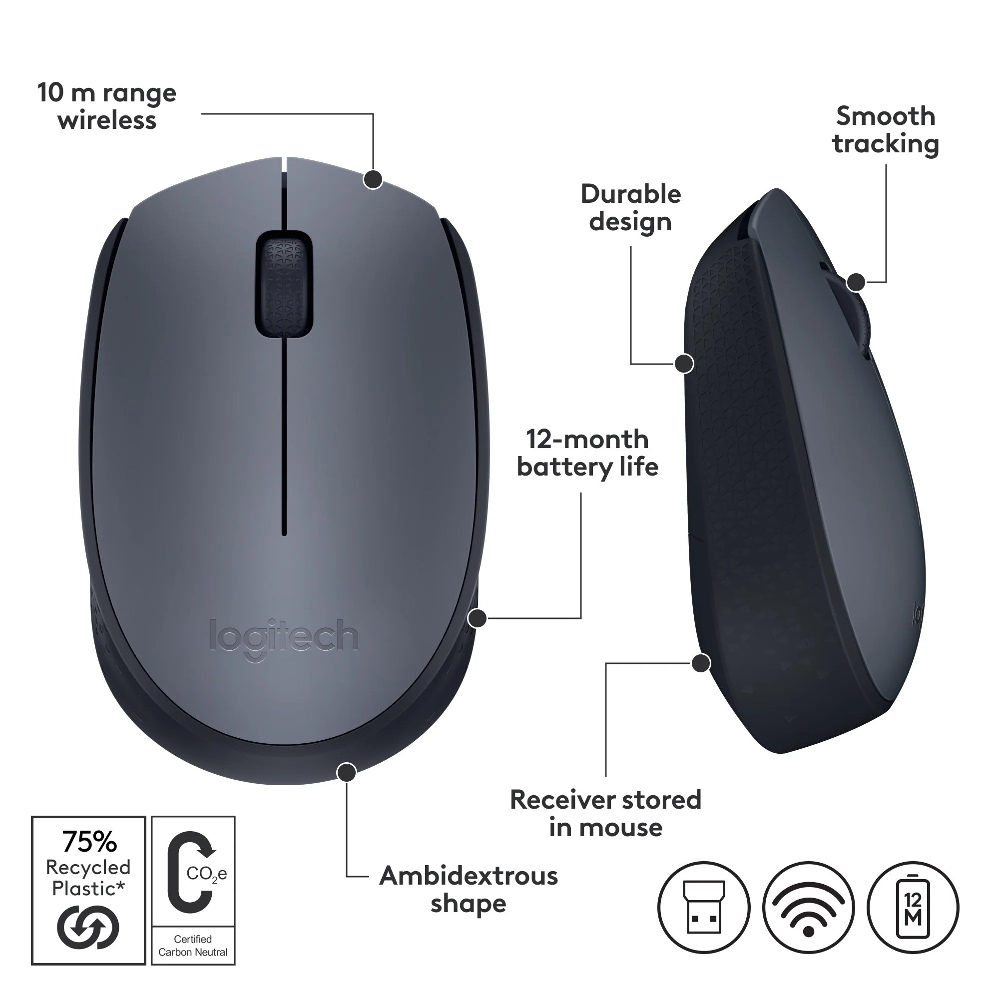 Logitech Wireless Mouse M171 (910-004640) 3 Χρώματα - Ασύρματο ποντίκι