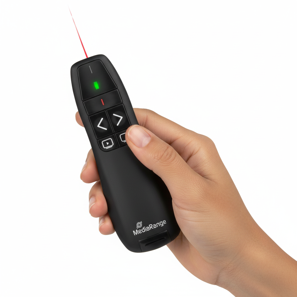 MEDIARANGE 5-BUTTON WIRELESS PRESENTER WITH RED LASER POINTER BLACK MROS220 FOR PRESENTATIONS - ΠΑΡΟΥΣΙΑΣΕΙΣ