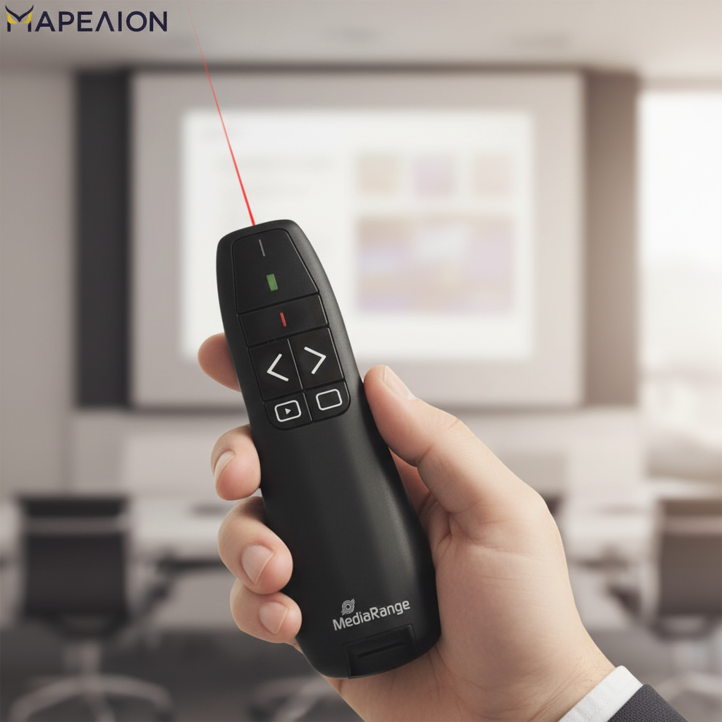 MEDIARANGE 5-BUTTON WIRELESS PRESENTER WITH RED LASER POINTER BLACK MROS220 FOR PRESENTATIONS - ΠΑΡΟΥΣΙΑΣΕΙΣ