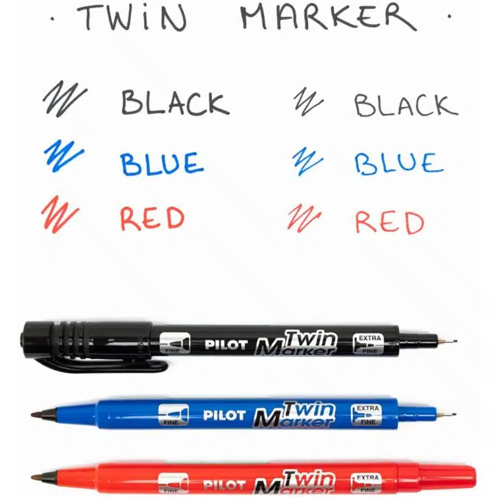 Pilot Twin Marker Fine & Extra Fine 0.5mm / 2.0mm - Assorted Colors - Μαρκαδόρος Διπλής Μύτης 3 Χρώματα