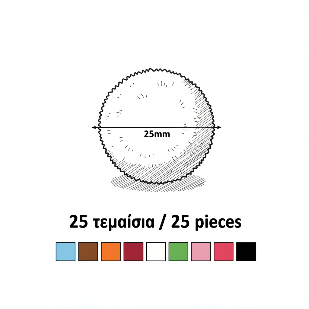 Pom Poms 25mm - Infographic