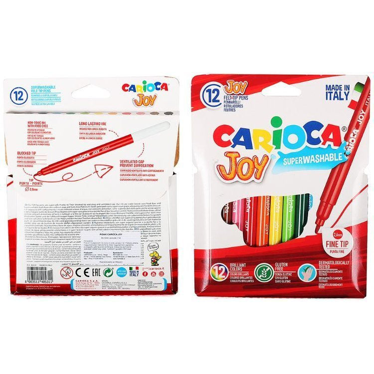 Carioca Joy Fine tip Markers Wallet 12 pcs, Water based,  Παιδικοί μαρκαδόροι Ζωγραφικής