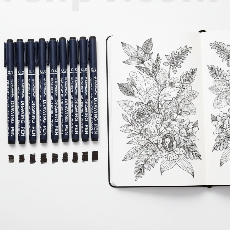 Snowman Drawing Pens - Flat Lay