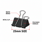 Spree Binder Clips 25mm Metallic Pack of 12pcs - Μεταλλικά Κλιπς Πιάστρες Σύνδεσης