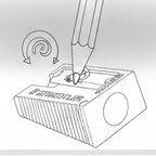 Staedtler single hole plastic pencil sharpener with labeled parts on a white background