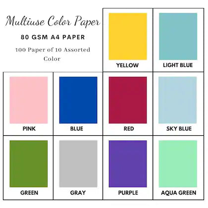 Colour Paper A4 80gsm 500 Sheets - Χρωματιστό Χαρτί Α4 σε 13 Χρώματα